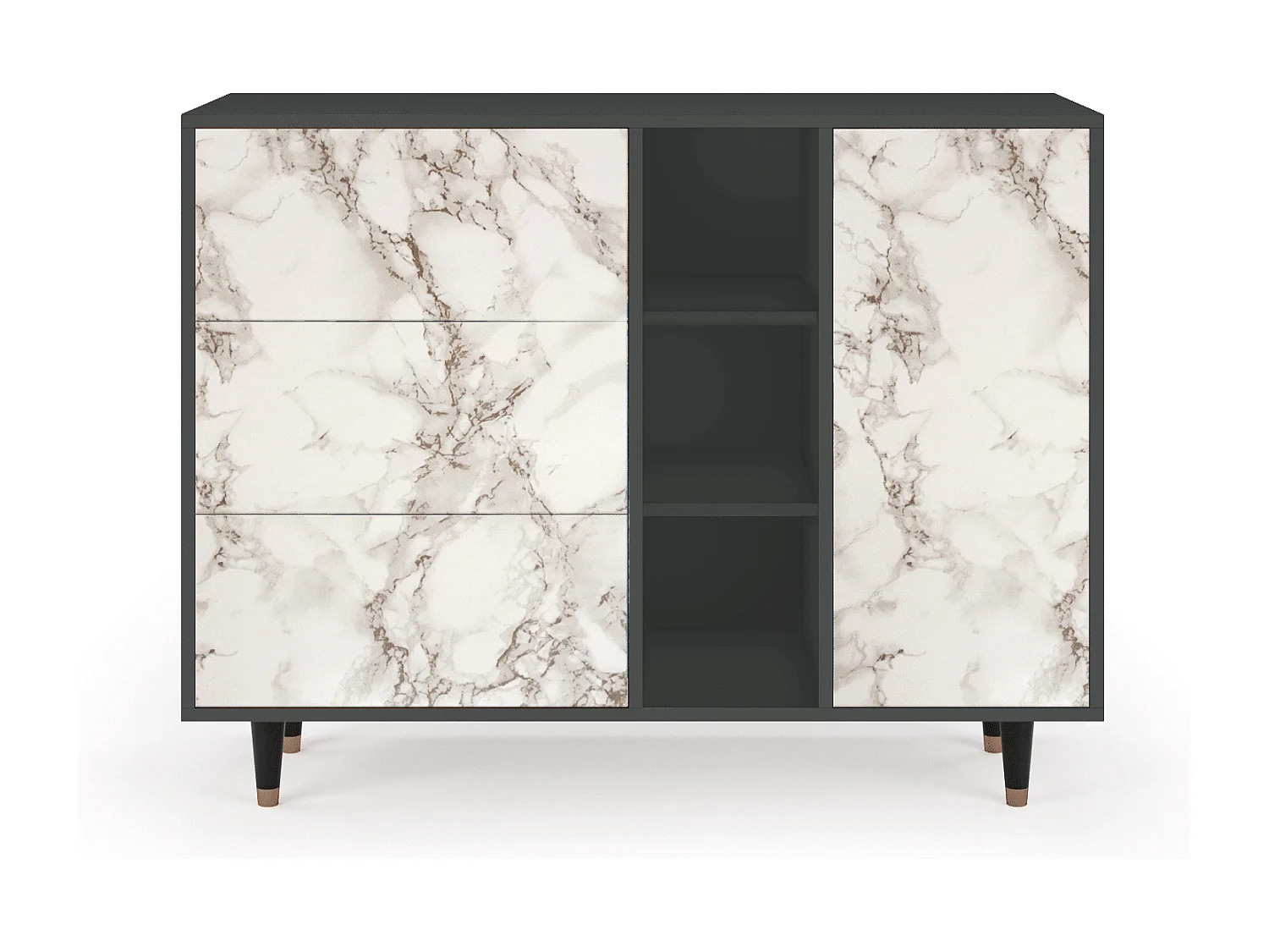 Buffet - 125x98x48 cm - BS2 - Milk Marble, Anthracite