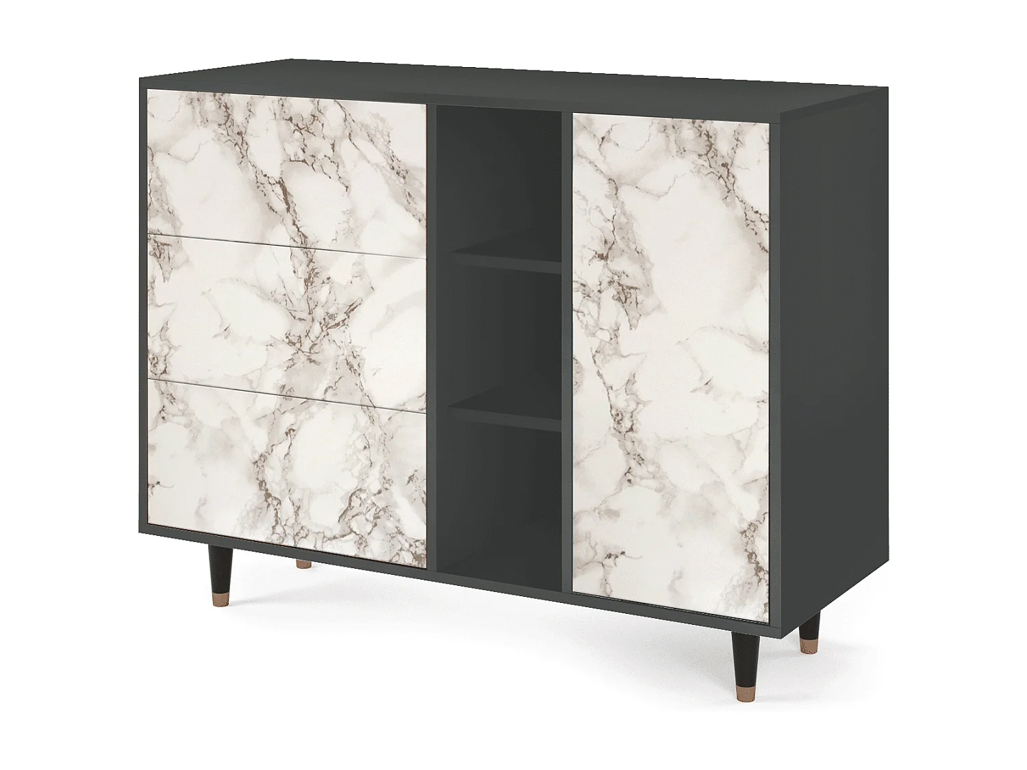 Buffet - 125x98x48 cm - BS2 - Milk Marble, Anthracite