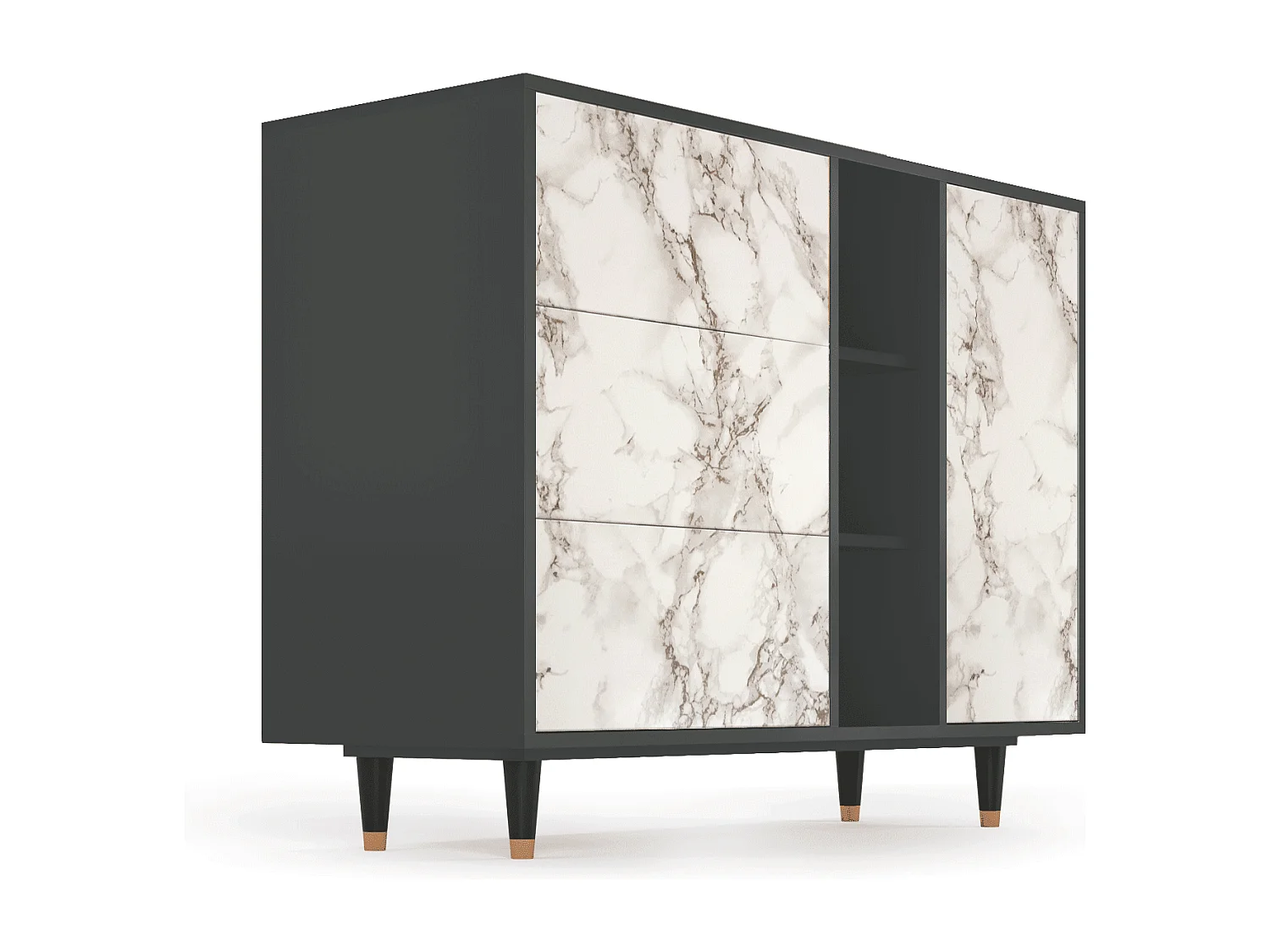 Buffet - 125x98x48 cm - BS2 - Milk Marble, Anthracite