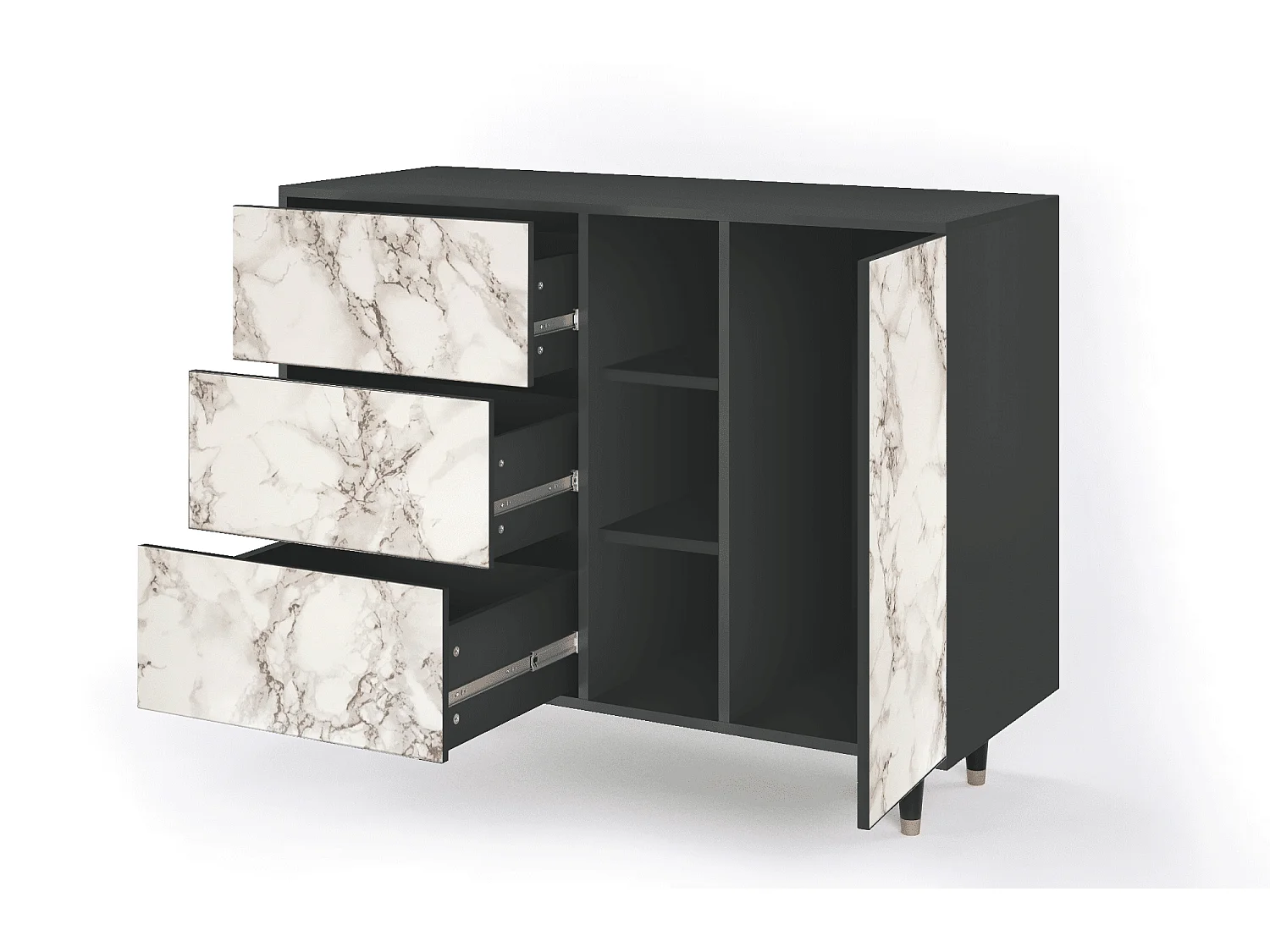 Buffet - 125x98x48 cm - BS2 - Milk Marble, Anthracite