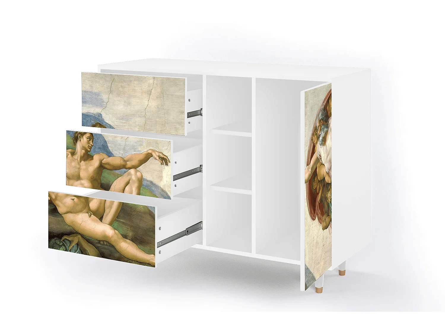 Kredens - 125x98x48 cm - BS2 - The Creation of Adam, Biały