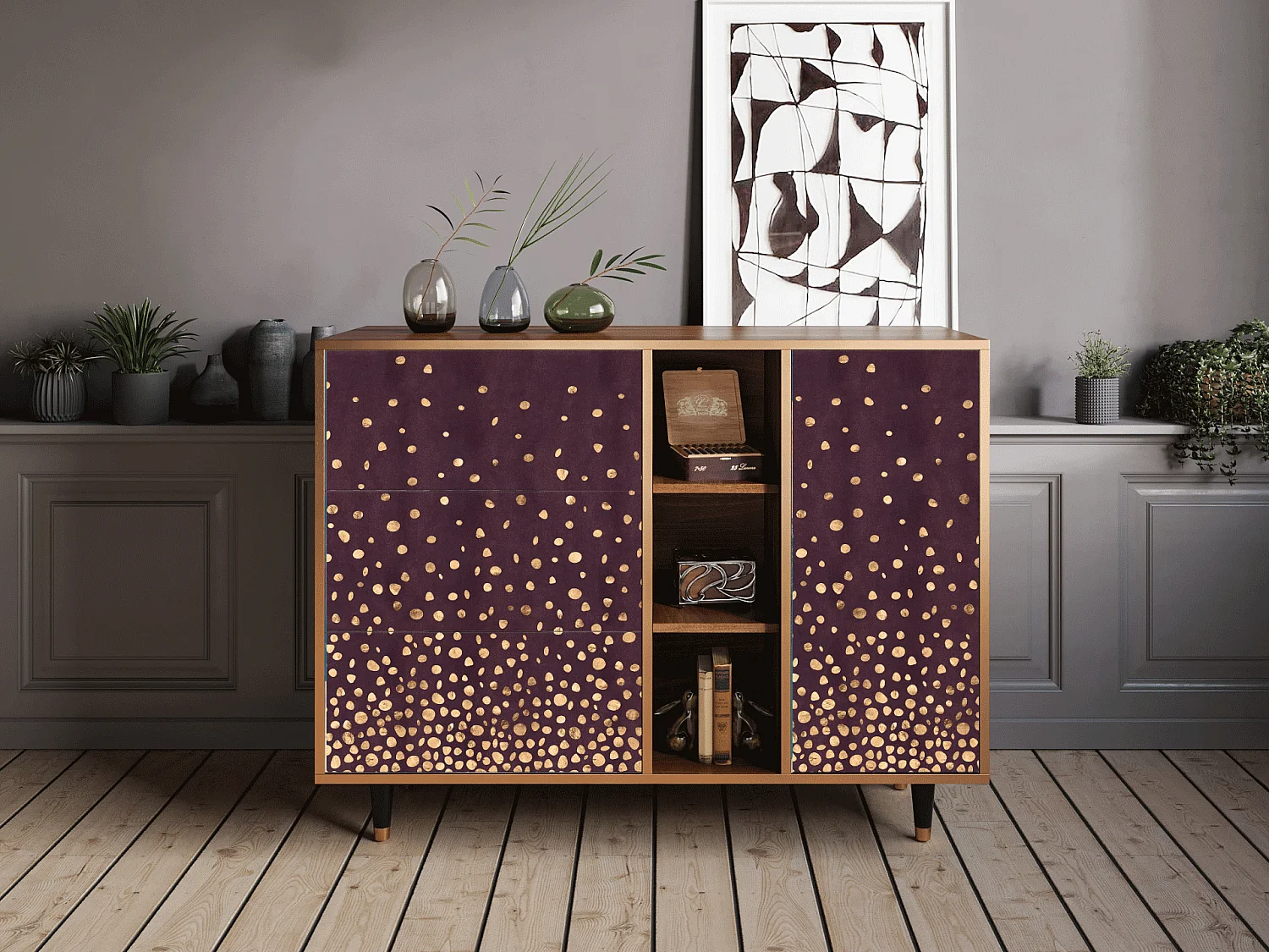 Buffet - 125x98x48 cm - BS2 - Glowworms, Noyer