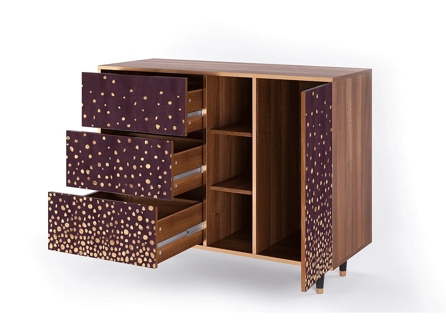 Dressoir - 125x98x48 cm - BS2 - Glowworms, Walnoot