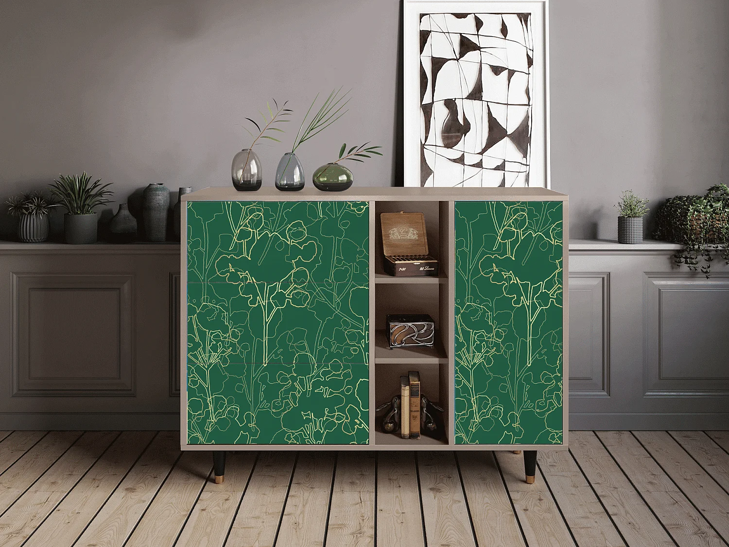 Kredens - 125x98x48 cm - BS2 - Emerald Forest, Latte