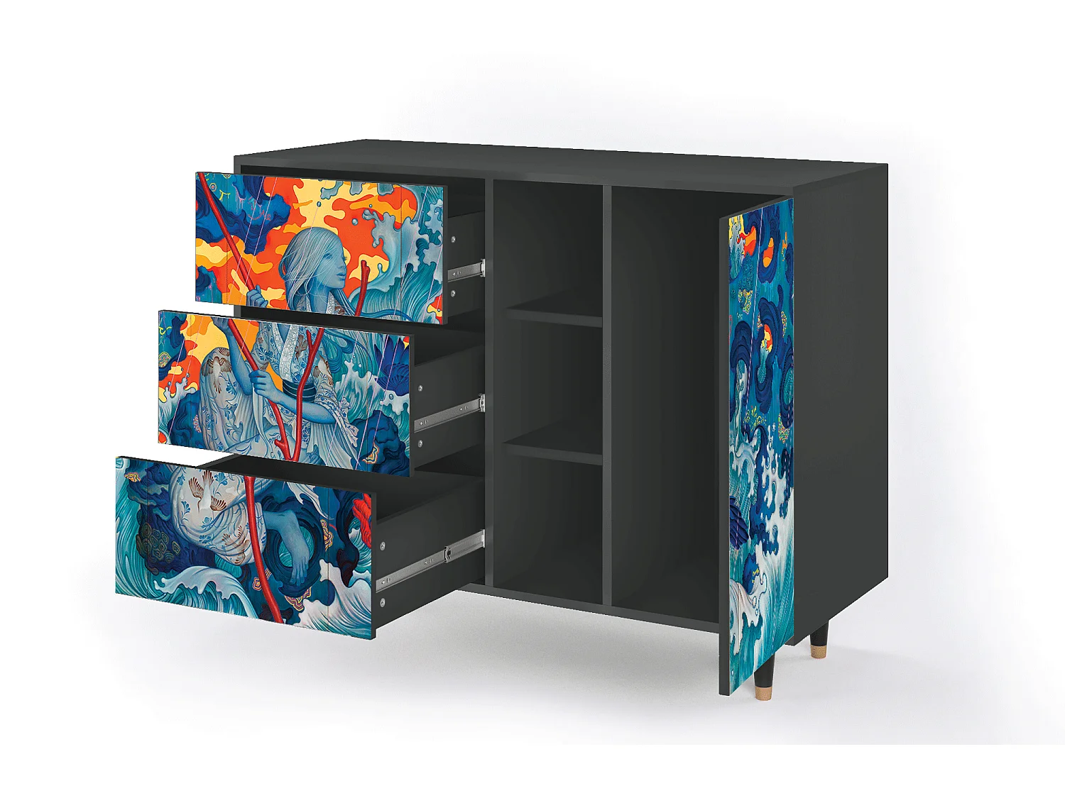 Buffet - 125x98x48 cm - BS2 - The Girl - James Jean, Anthracite