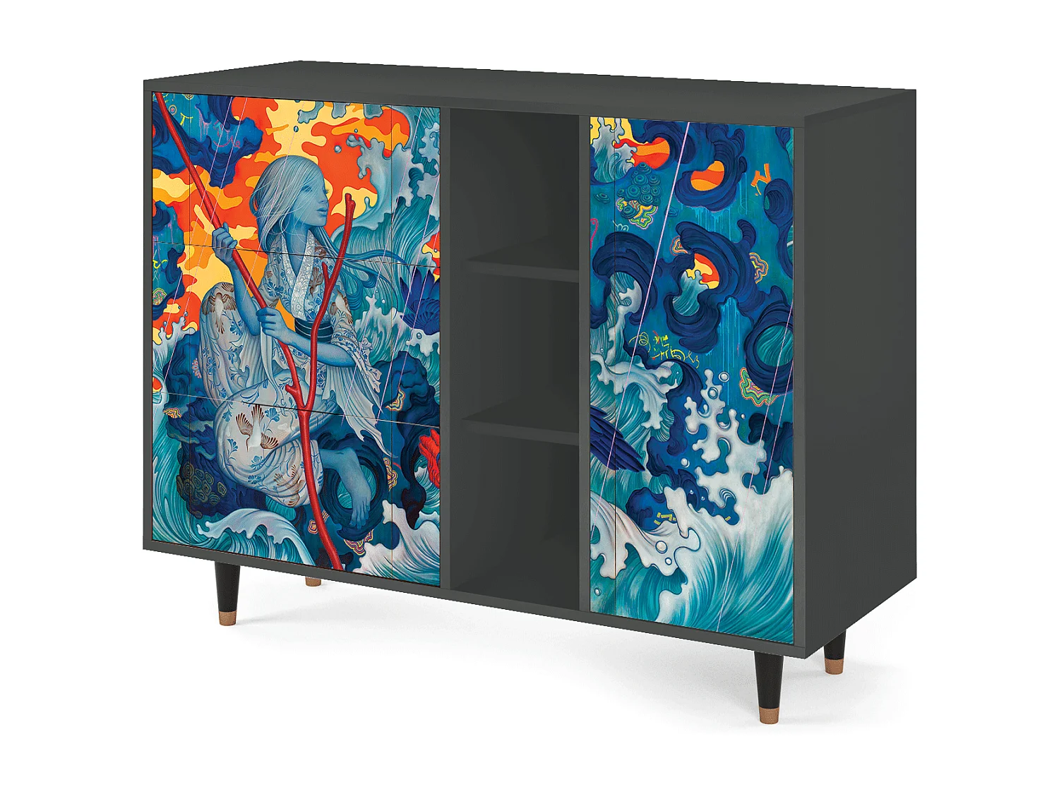 Buffet - 125x98x48 cm - BS2 - The Girl - James Jean, Anthracite