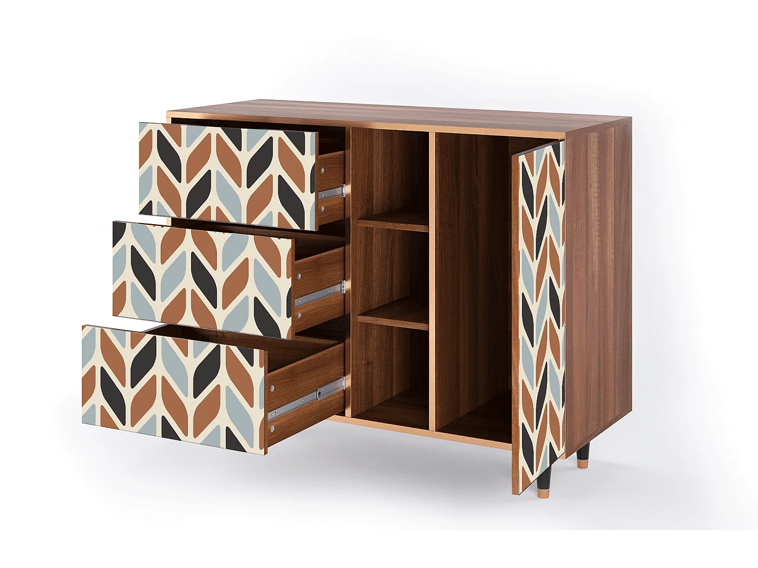 Credenza - 125x98x48 cm - BS2 - Beige Laure, Noce