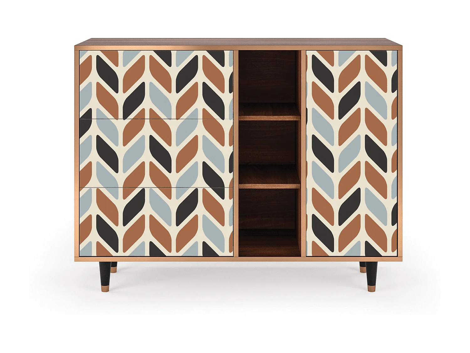 Aparador - 125x98x48 cm - BS2 - Beige Laure, Nogueira