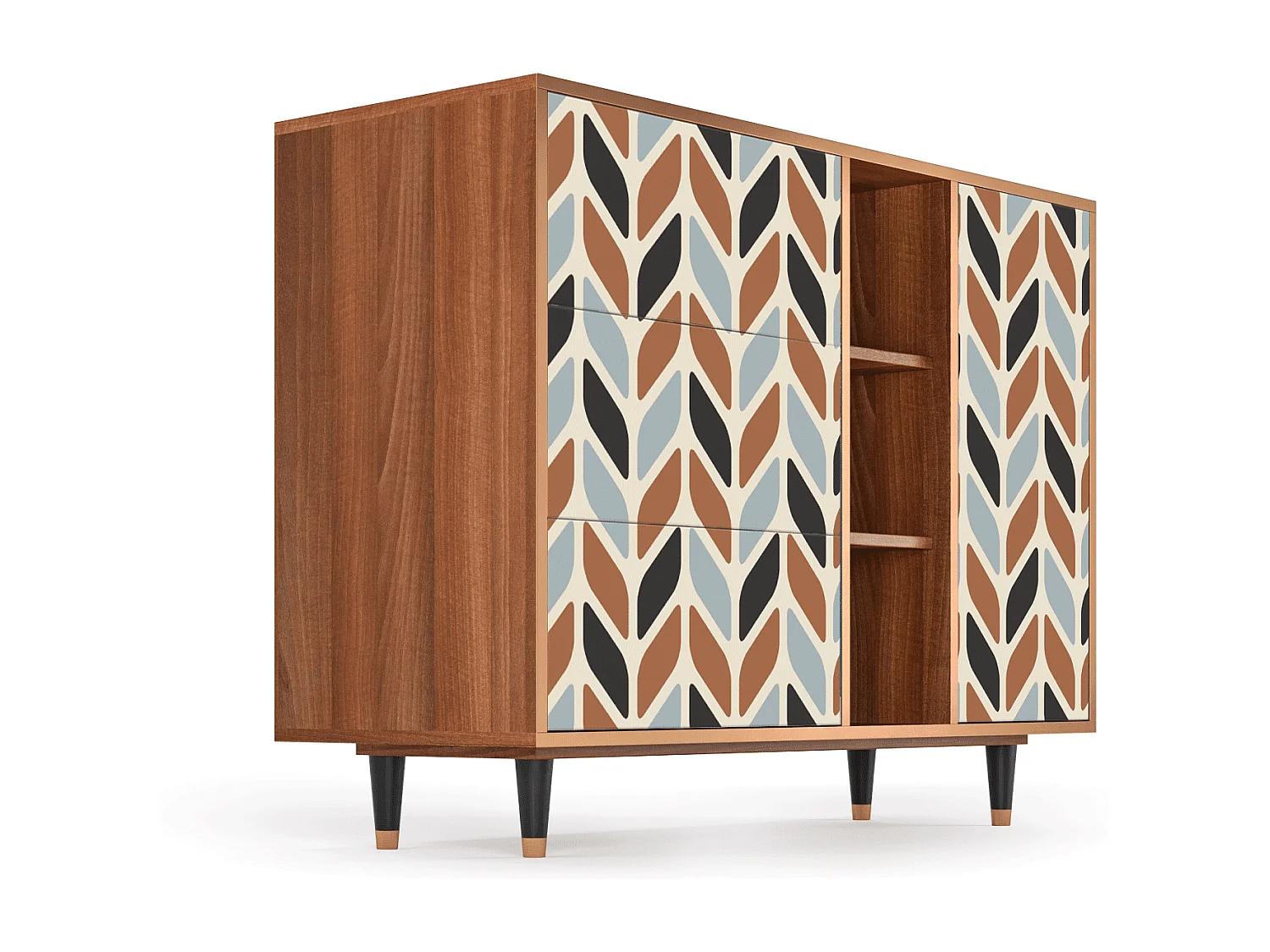 Kredens - 125x98x48 cm - BS2 - Beige Laure, Orzech