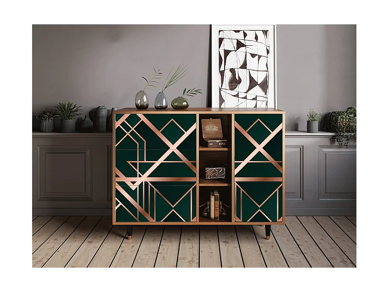 Kredens - 125x98x48 cm - BS2 - Emerald Gatsby, Orzech