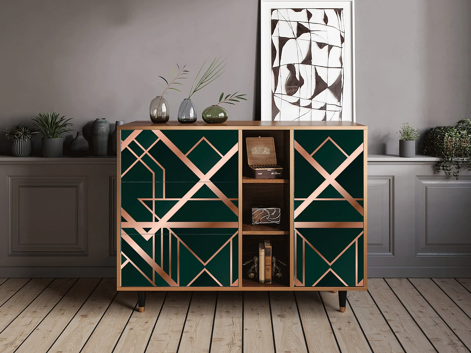 Sideboard - 125x98x48 cm - BS2 - Emerald Gatsby, Walnuss