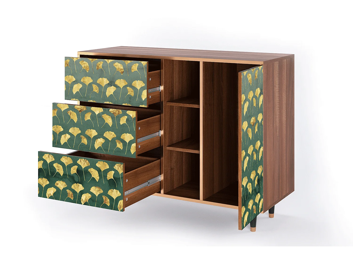 Credenza - 125x98x48 cm - BS2 - Gingko leaves, Noce