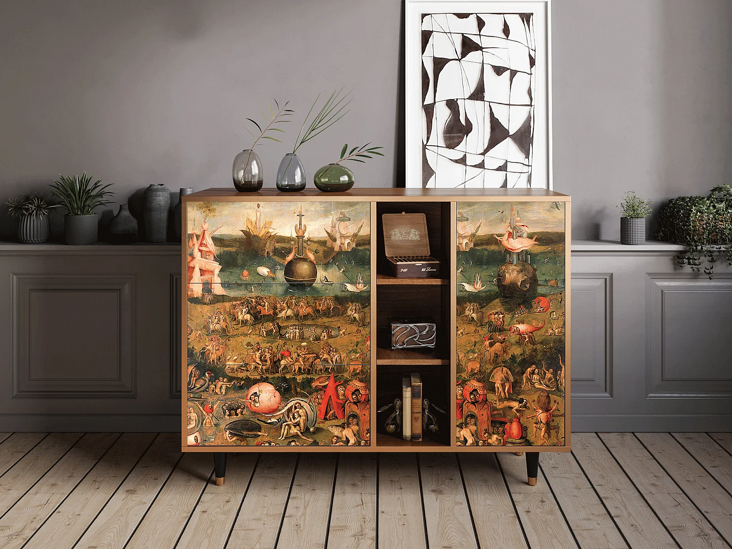 Kredens - 125x98x48 cm - BS2 - Garden of Delights , Orzech