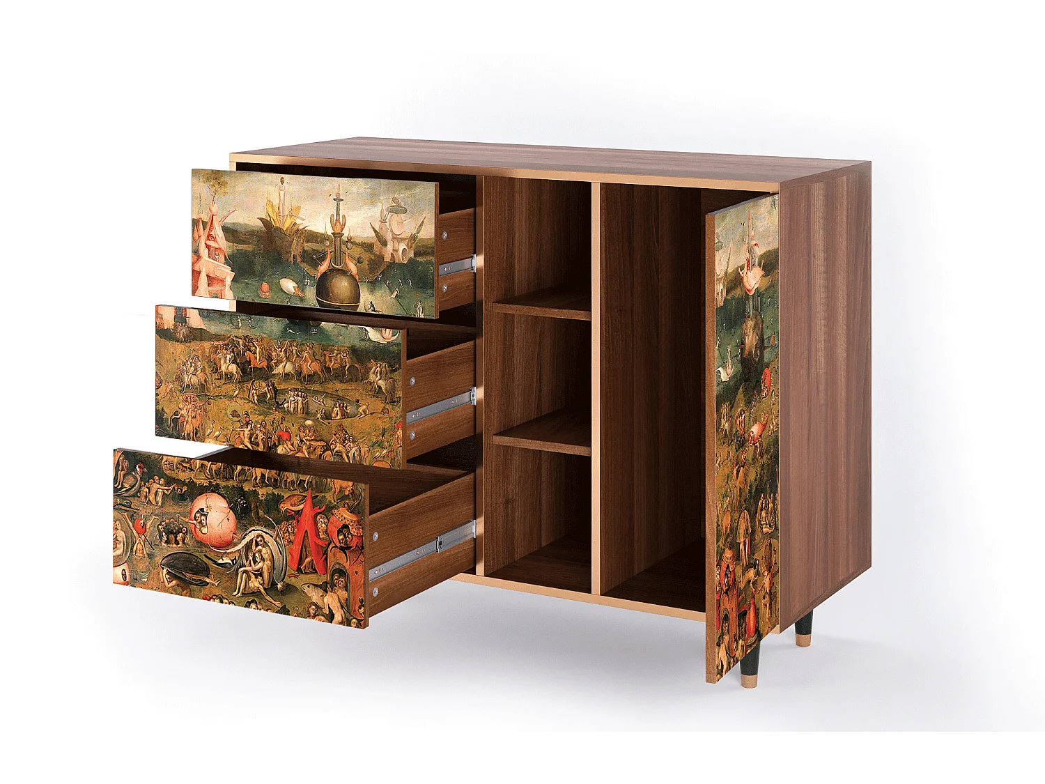 Kredens - 125x98x48 cm - BS2 - Garden of Delights , Orzech