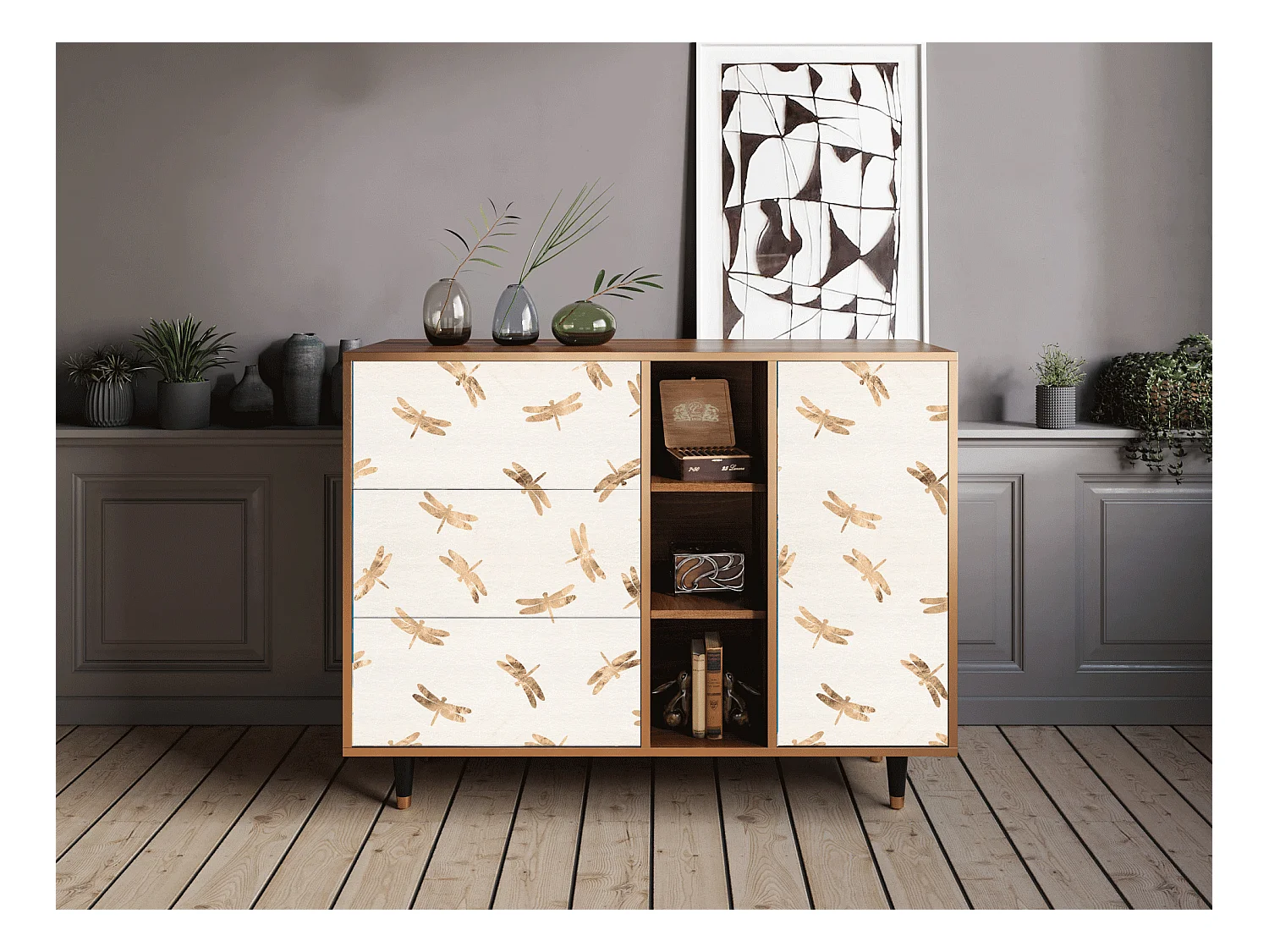 Buffet - 125x98x48 cm - BS2 - Nude Dragonflies, Noyer