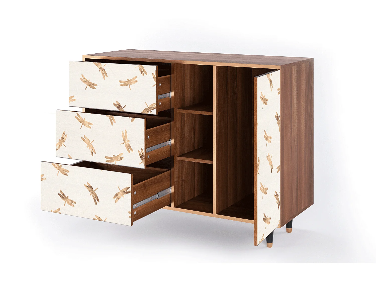 Buffet - 125x98x48 cm - BS2 - Nude Dragonflies, Noyer