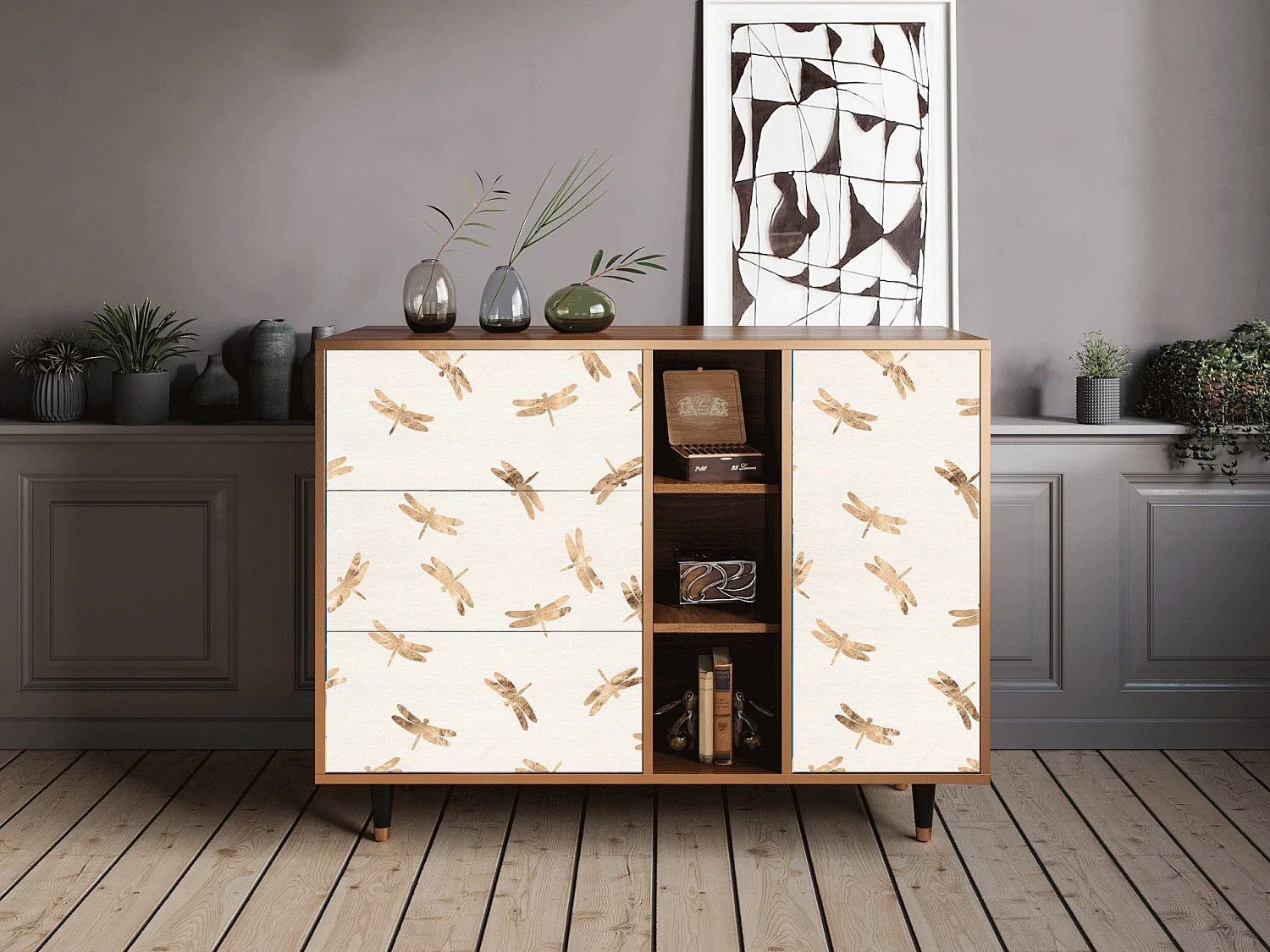 Buffet - 125x98x48 cm - BS2 - Nude Dragonflies, Noyer