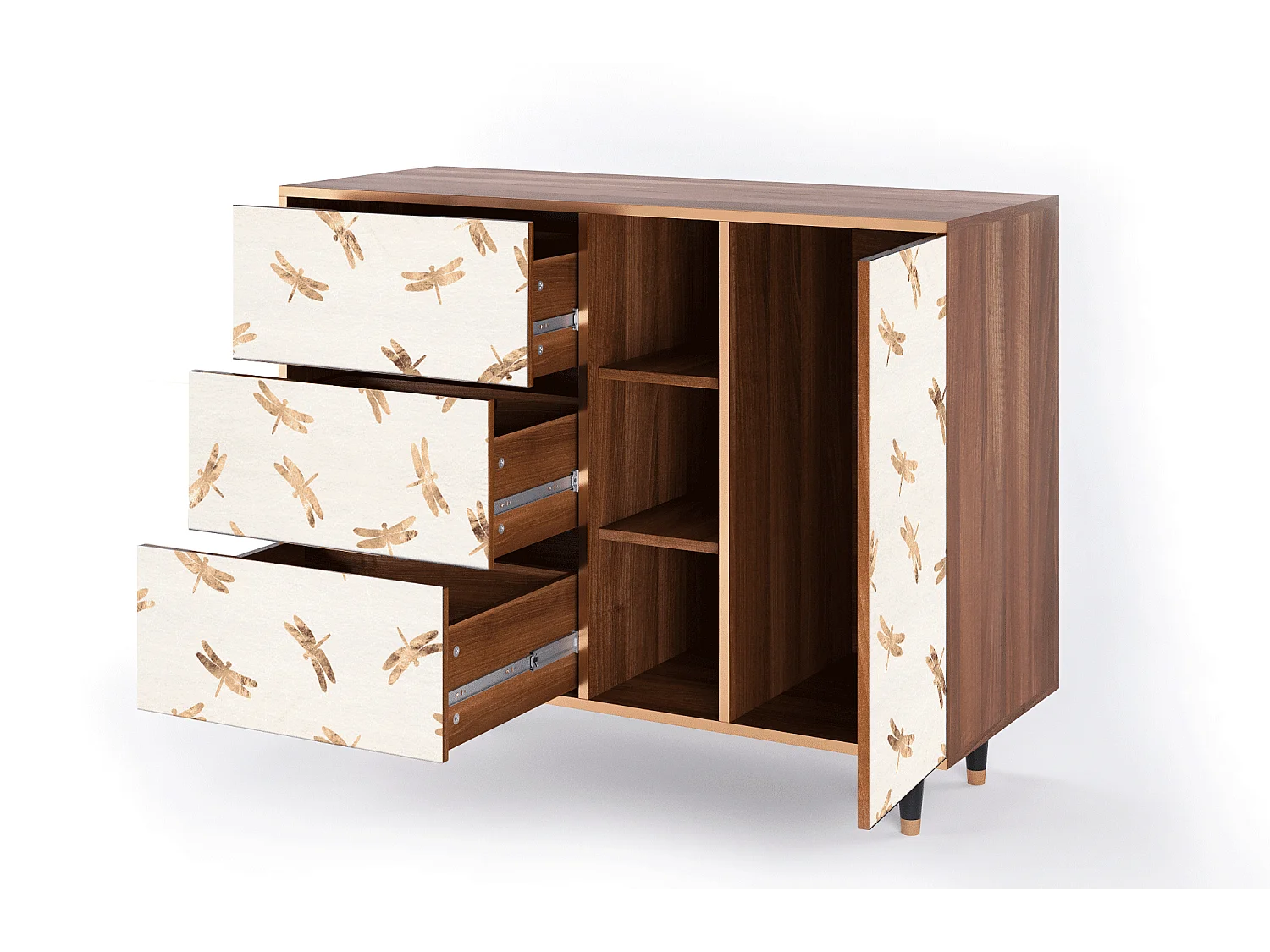 Buffet - 125x98x48 cm - BS2 - Nude Dragonflies, Noyer