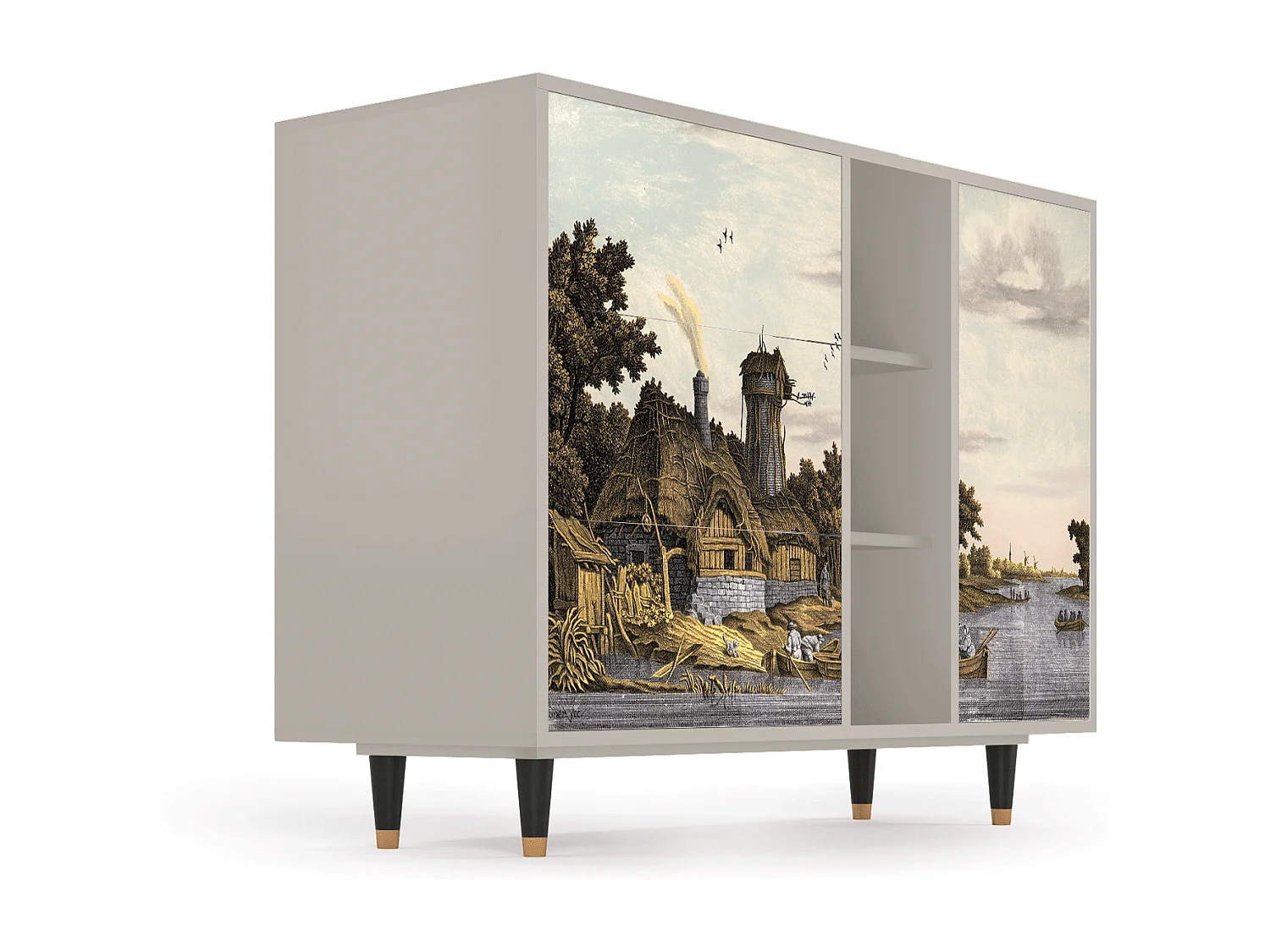 Sideboard - 125x98x48 cm - BS2 - Mill along a River, Sand