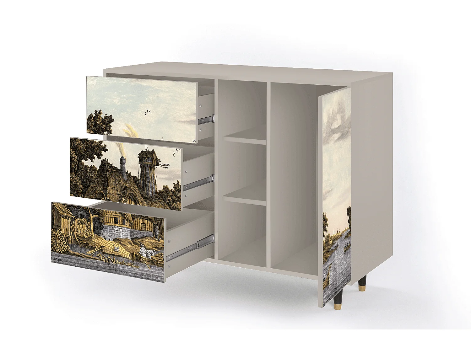 Sideboard - 125x98x48 cm - BS2 - Mill along a River, Sand