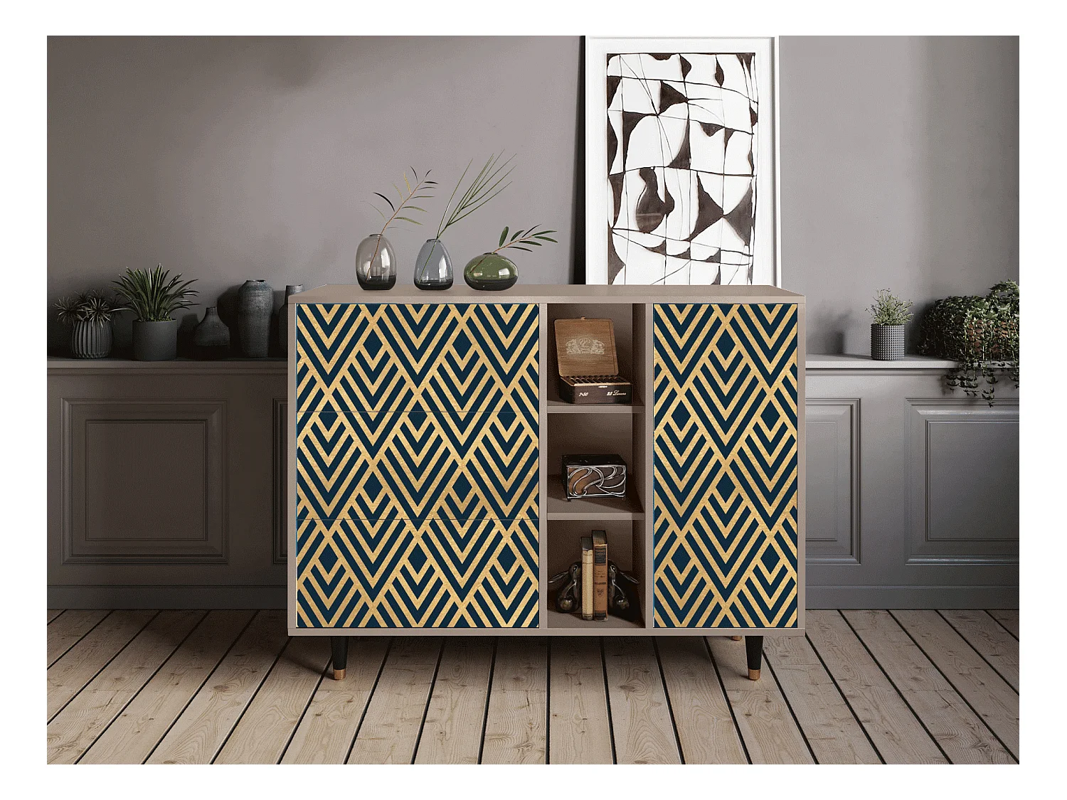 Dressoir - 125x98x48 cm - BS2 - Egypt Triangles, Latte