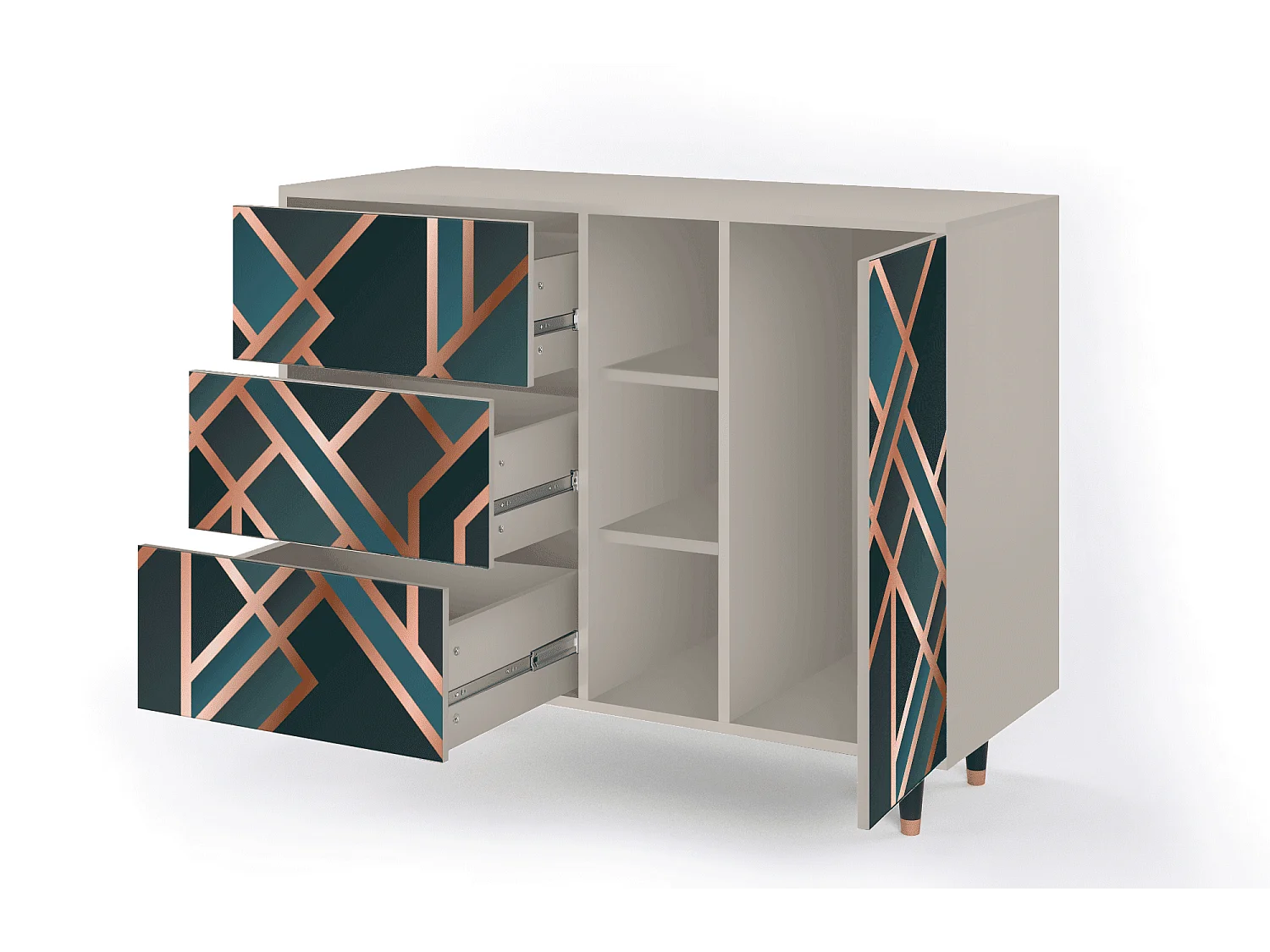 Kredens - 125x98x48 cm - BS2 - Bronze Crossroad, Piaskowy