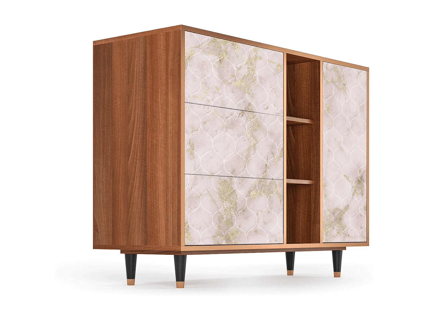 Buffet - 125x98x48 cm - BS2 - Dirty Roses, Noyer