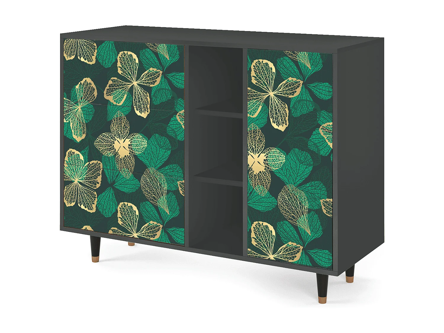 Kredens - 125x98x48 cm - BS2 - Green Flower, Antracyt