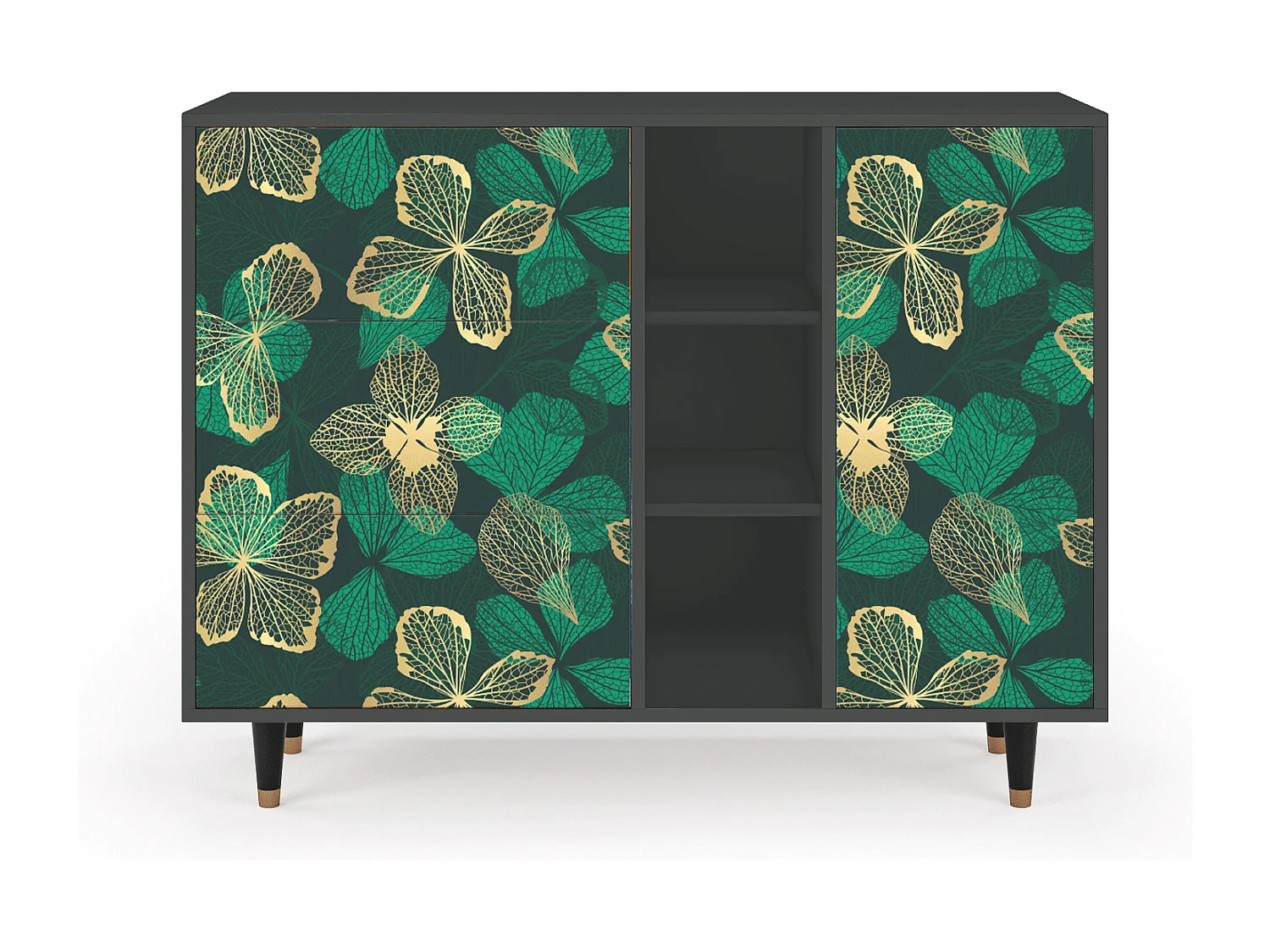 Kredens - 125x98x48 cm - BS2 - Green Flower, Antracyt