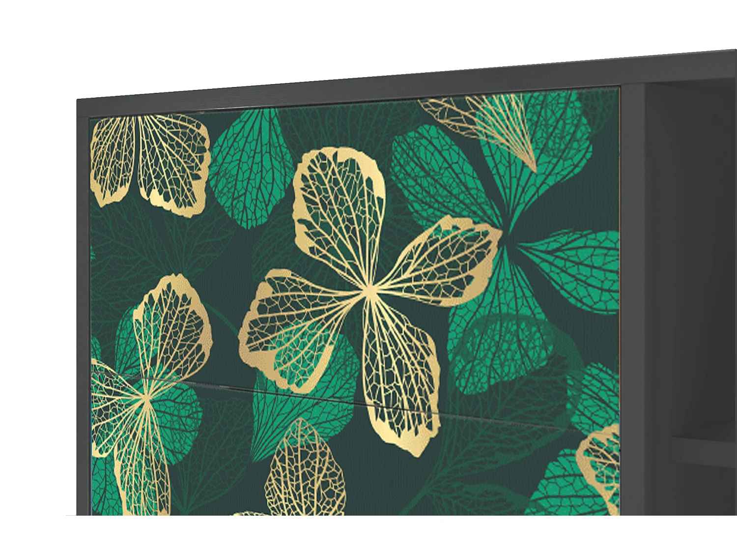 Kredens - 125x98x48 cm - BS2 - Green Flower, Antracyt