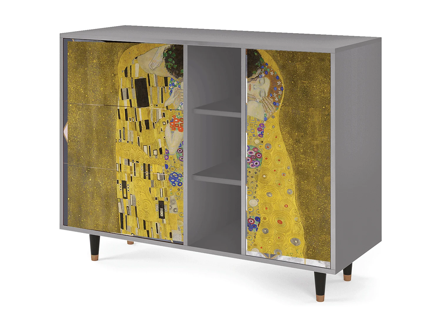 Kredens - 125x98x48 cm - BS2 - The Kiss by Klimt , Szary