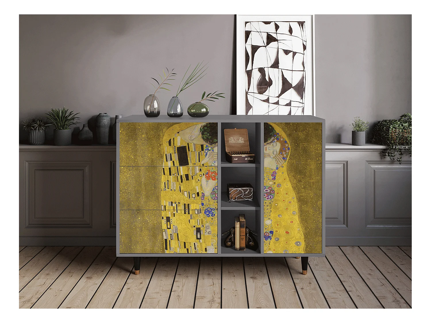 Buffet - 125x98x48 cm - BS2 - The Kiss by Klimt , Gris
