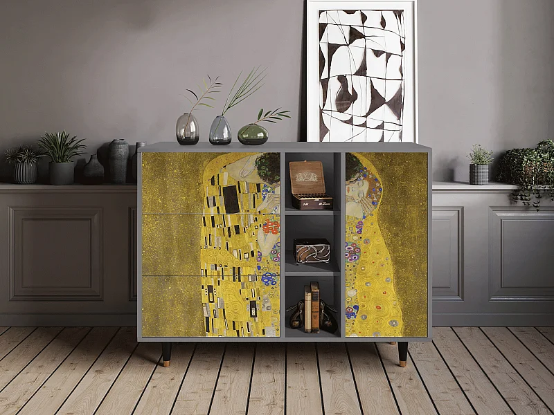 Aparador - 125x98x48 cm - BS2 - The Kiss by Klimt , Cinza