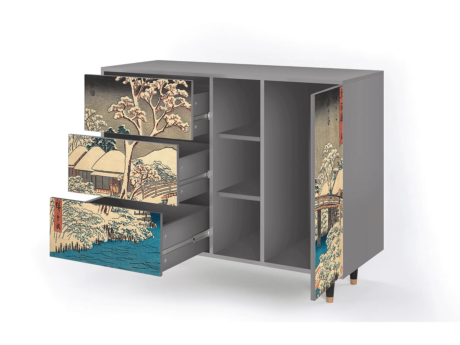 Buffet - 125x98x48 cm - BS2 - Katabira River, Gris