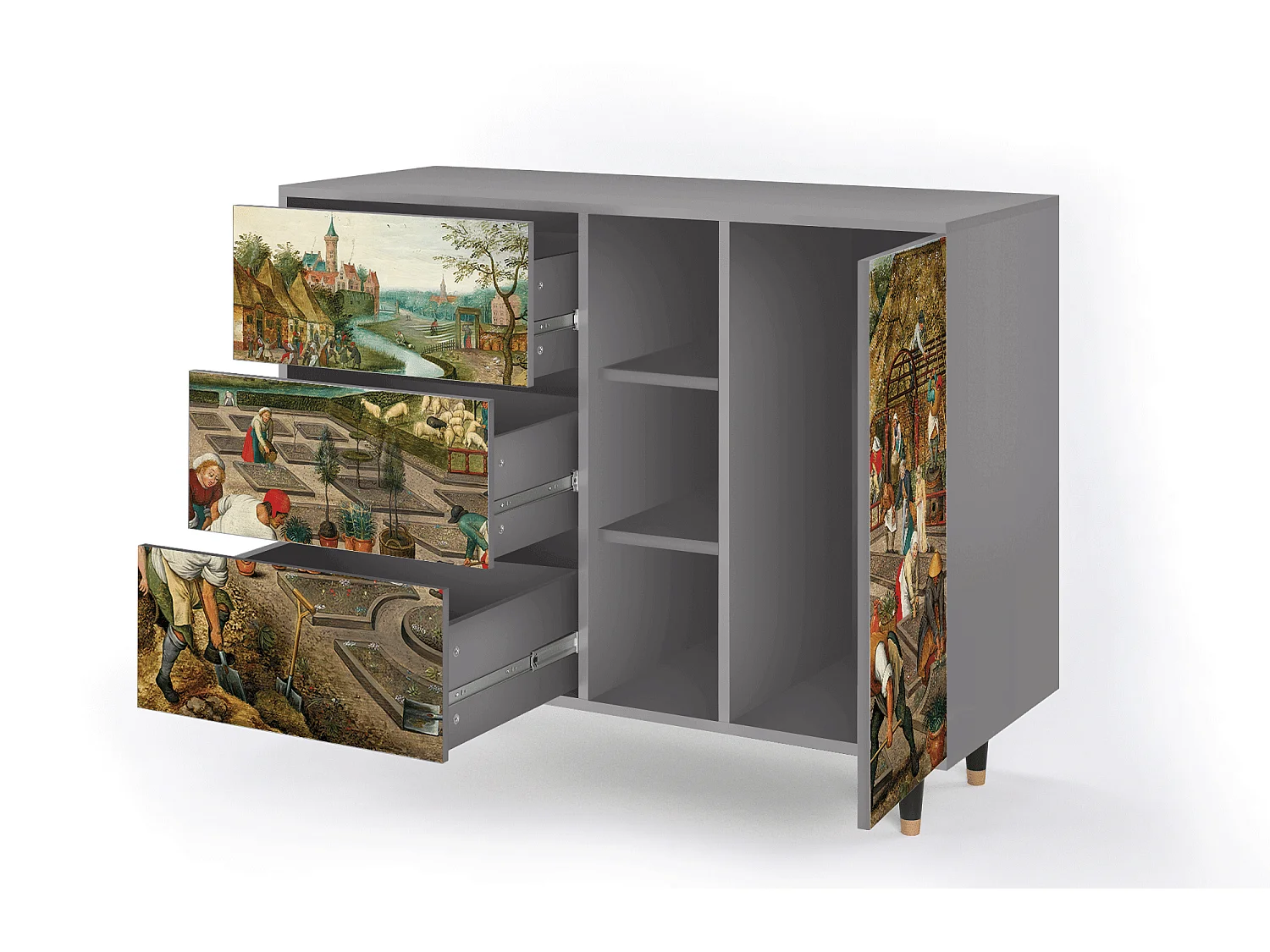 Buffet - 125x98x48 cm - BS2 - The Younger - Spring, Gris