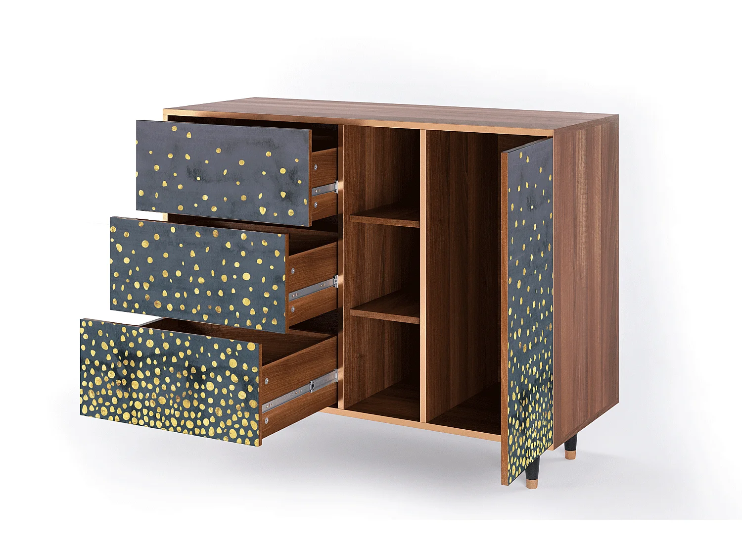 Buffet - 125x98x48 cm - BS2 - Foggy Lights, Noyer