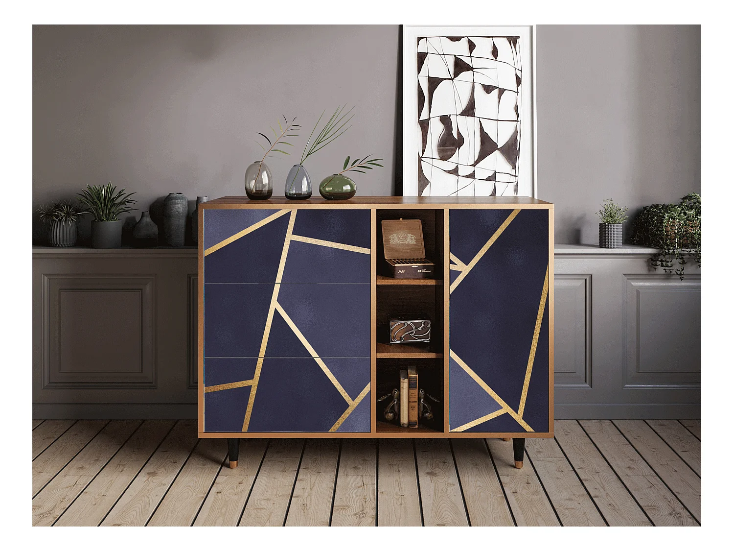 Sideboard - 125x98x48 cm - BS2 - The Amethyst, Walnuss