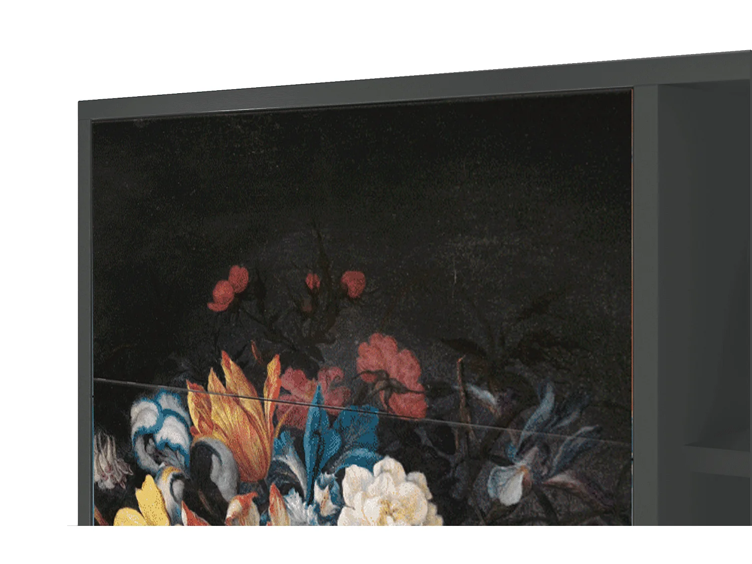 Kredens - 125x98x48 cm - BS2 - Still Life with Flowers, Antracyt