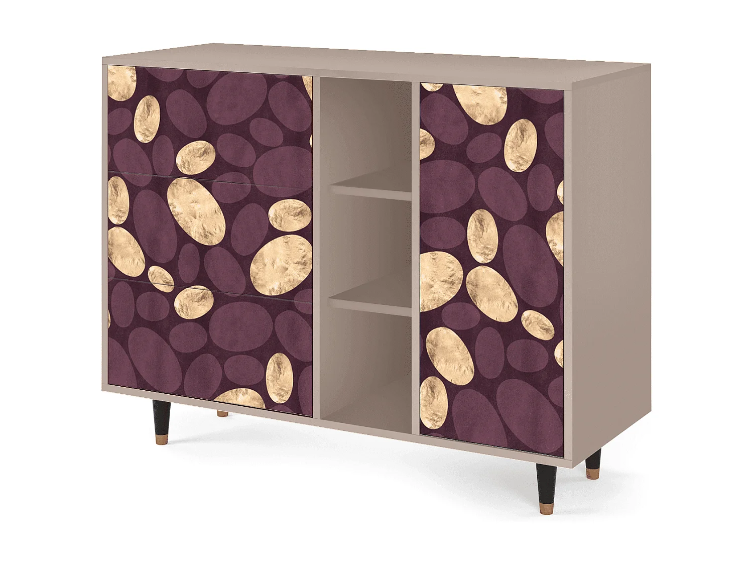 Kredens - 125x98x48 cm - BS2 - Fine Wine, Latte