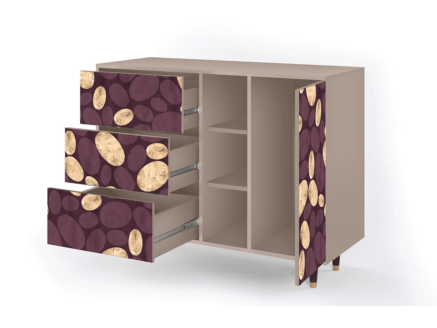 Kredens - 125x98x48 cm - BS2 - Fine Wine, Latte