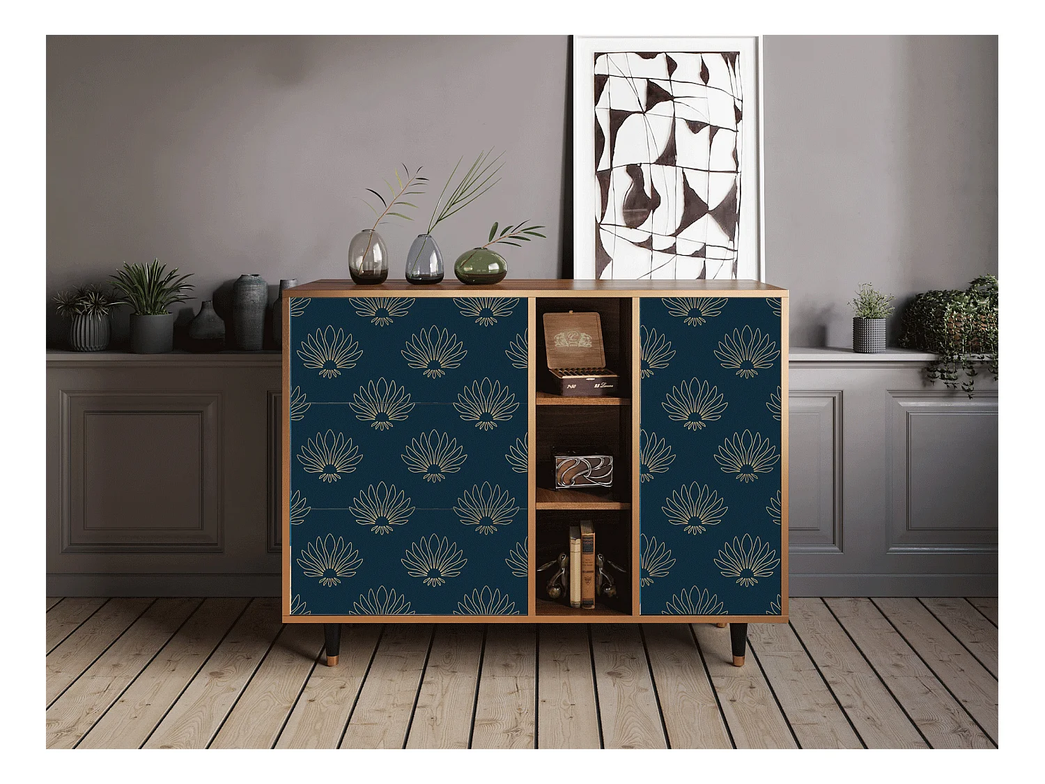 Buffet - 125x98x48 cm - BS2 - Blue Lotus, Noyer