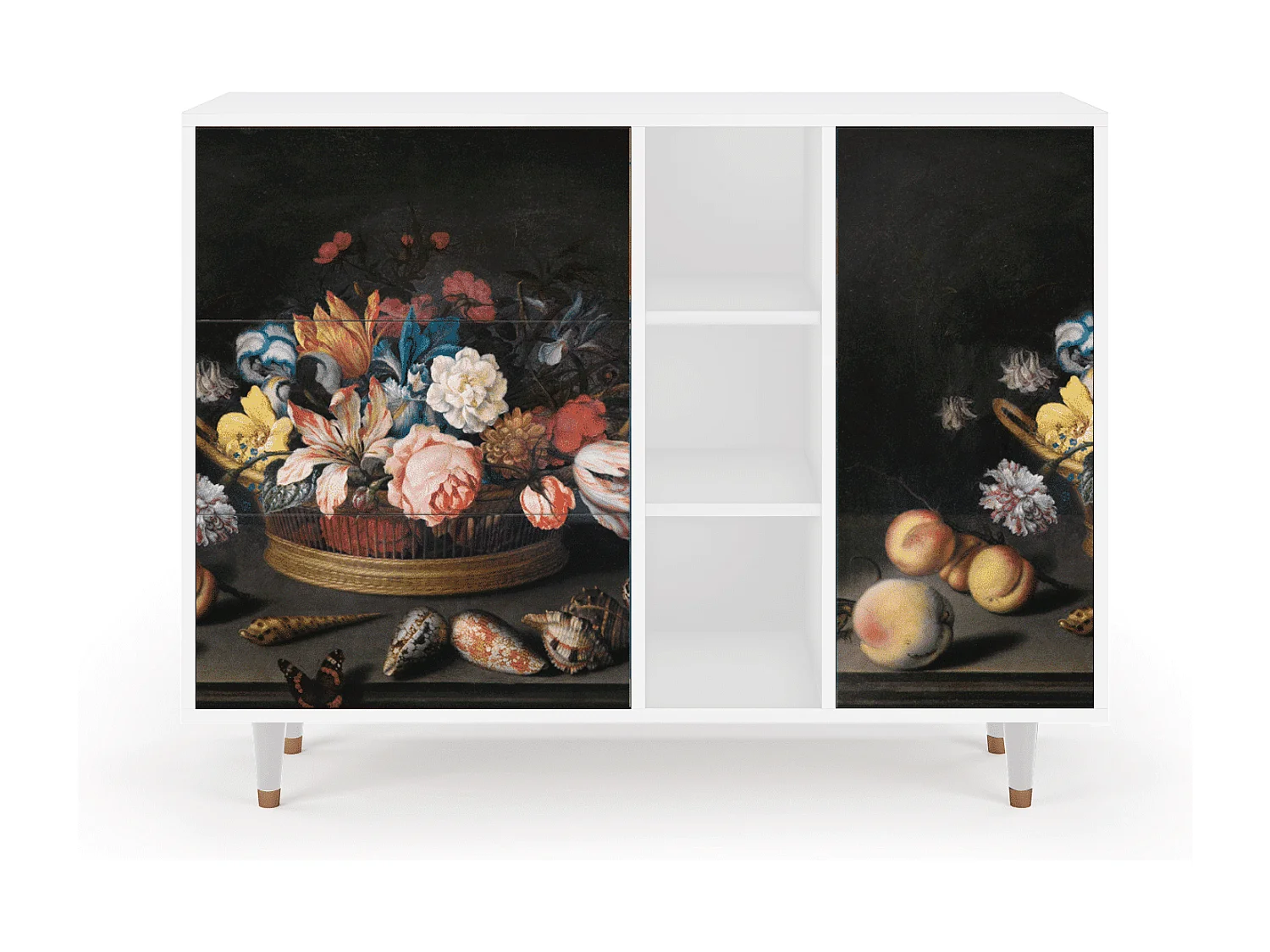 Aparador - 125x98x48 cm - BS2 - Still Life with Flowers, Blanco