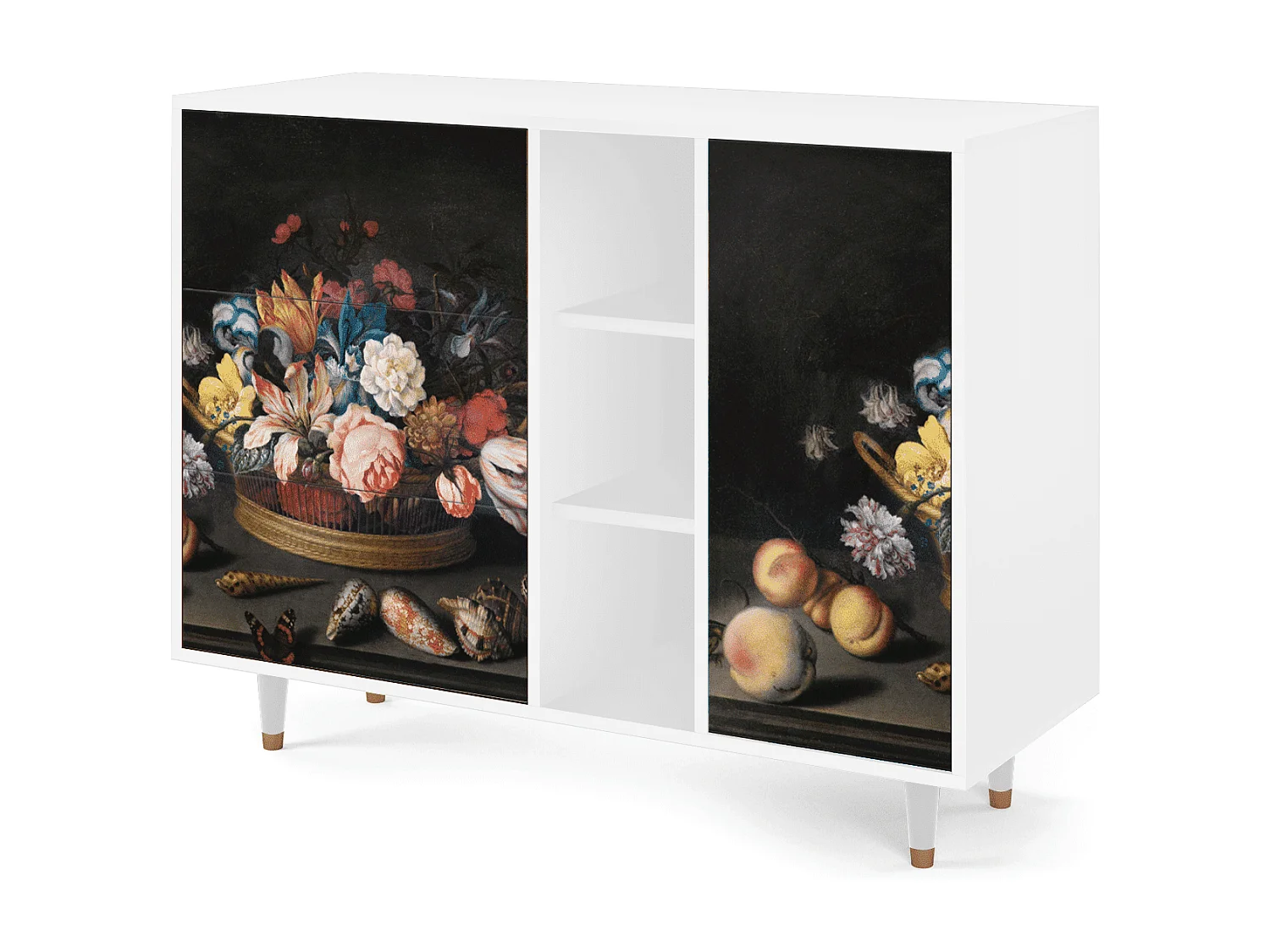 Aparador - 125x98x48 cm - BS2 - Still Life with Flowers, Blanco