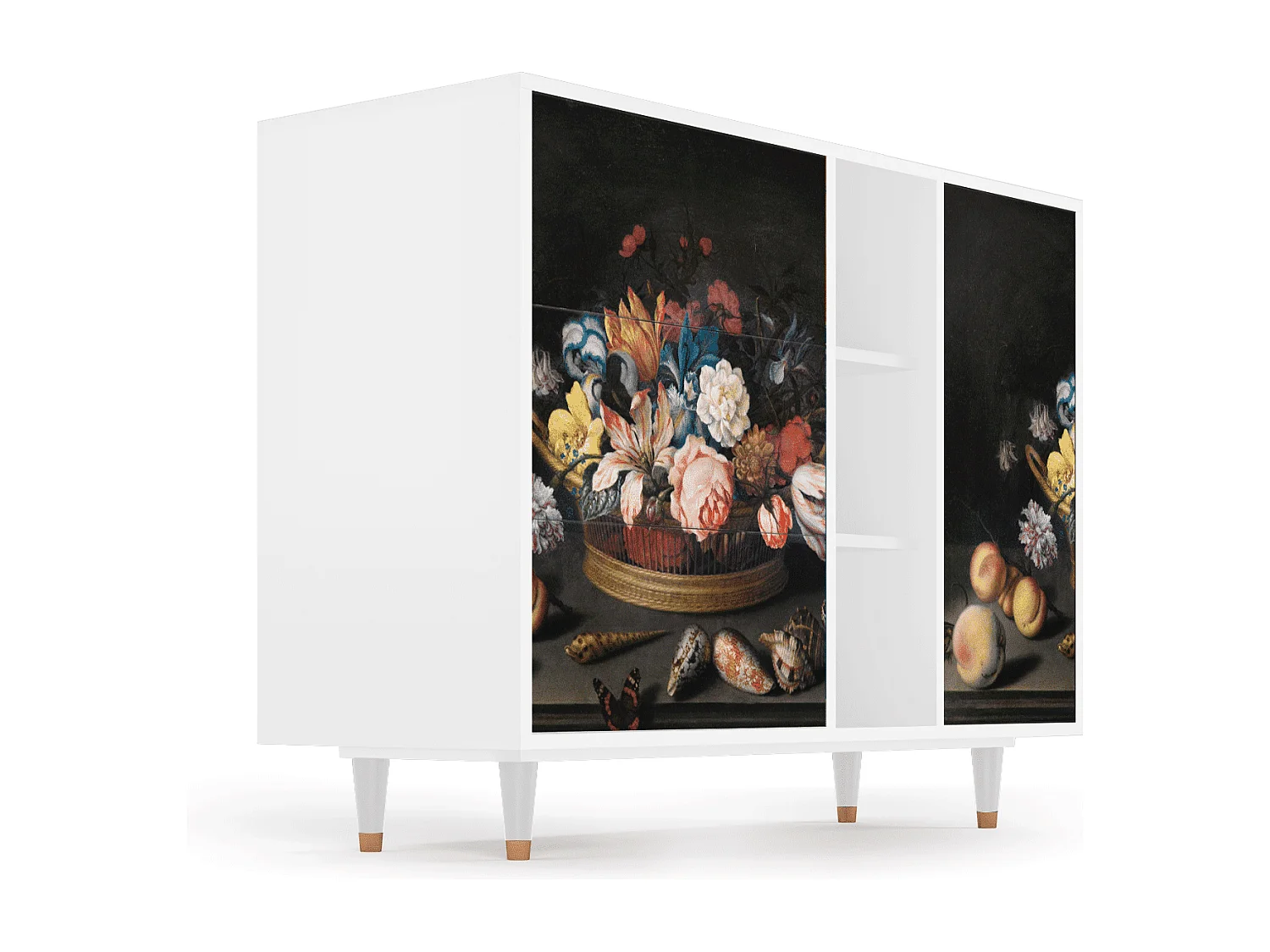 Aparador - 125x98x48 cm - BS2 - Still Life with Flowers, Blanco