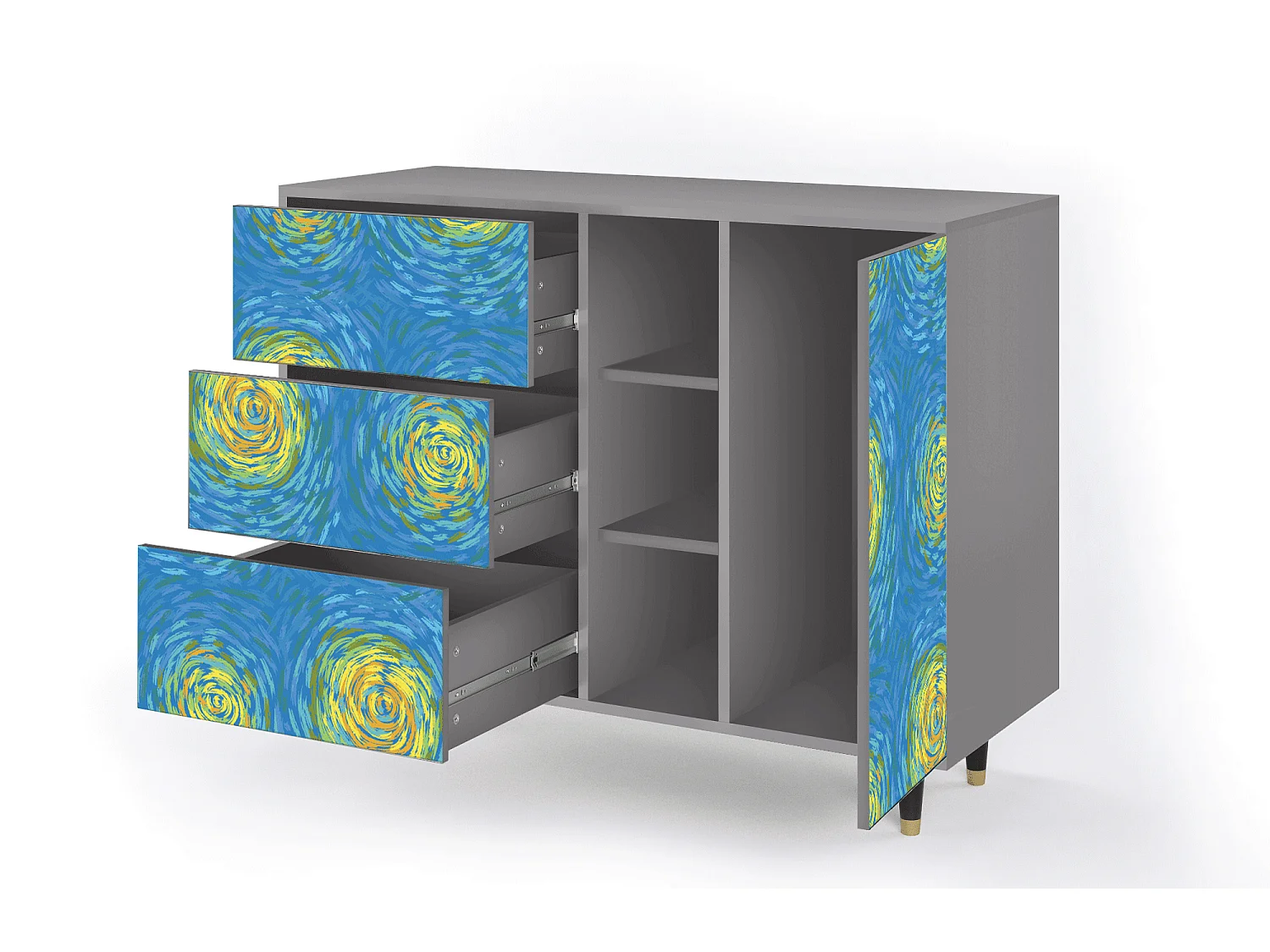 Buffet - 125x98x48 cm - BS2 - Van Gogh Lights, Gris