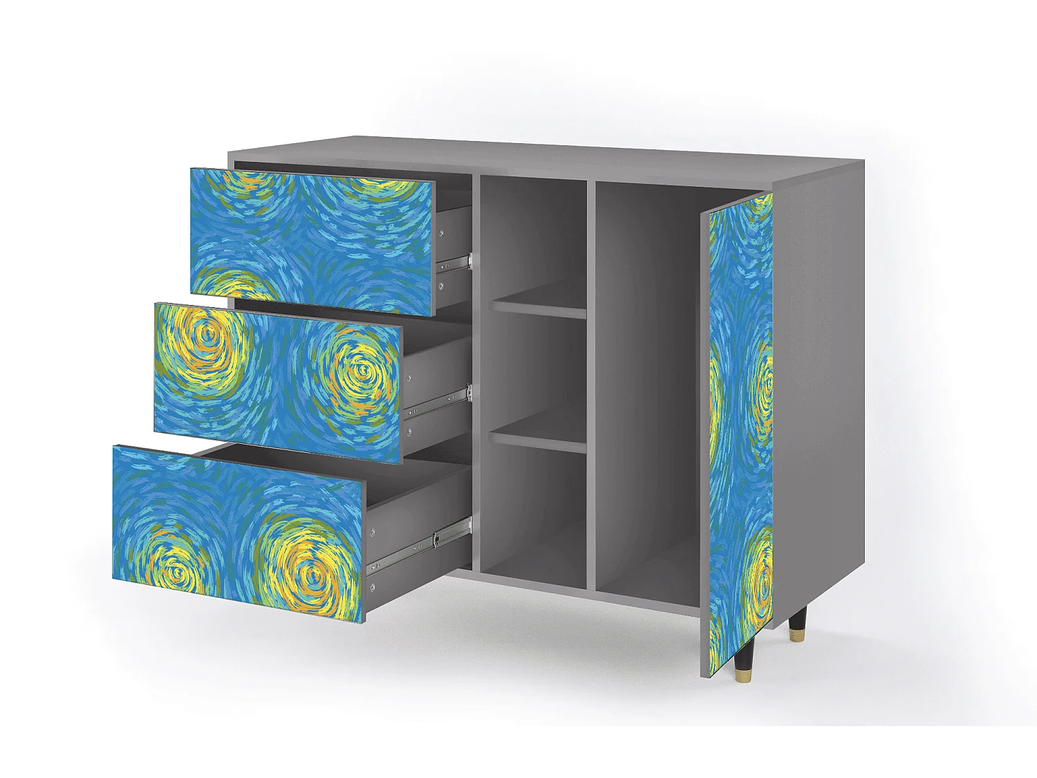 Aparador - 125x98x48 cm - BS2 - Van Gogh Lights, Cinza