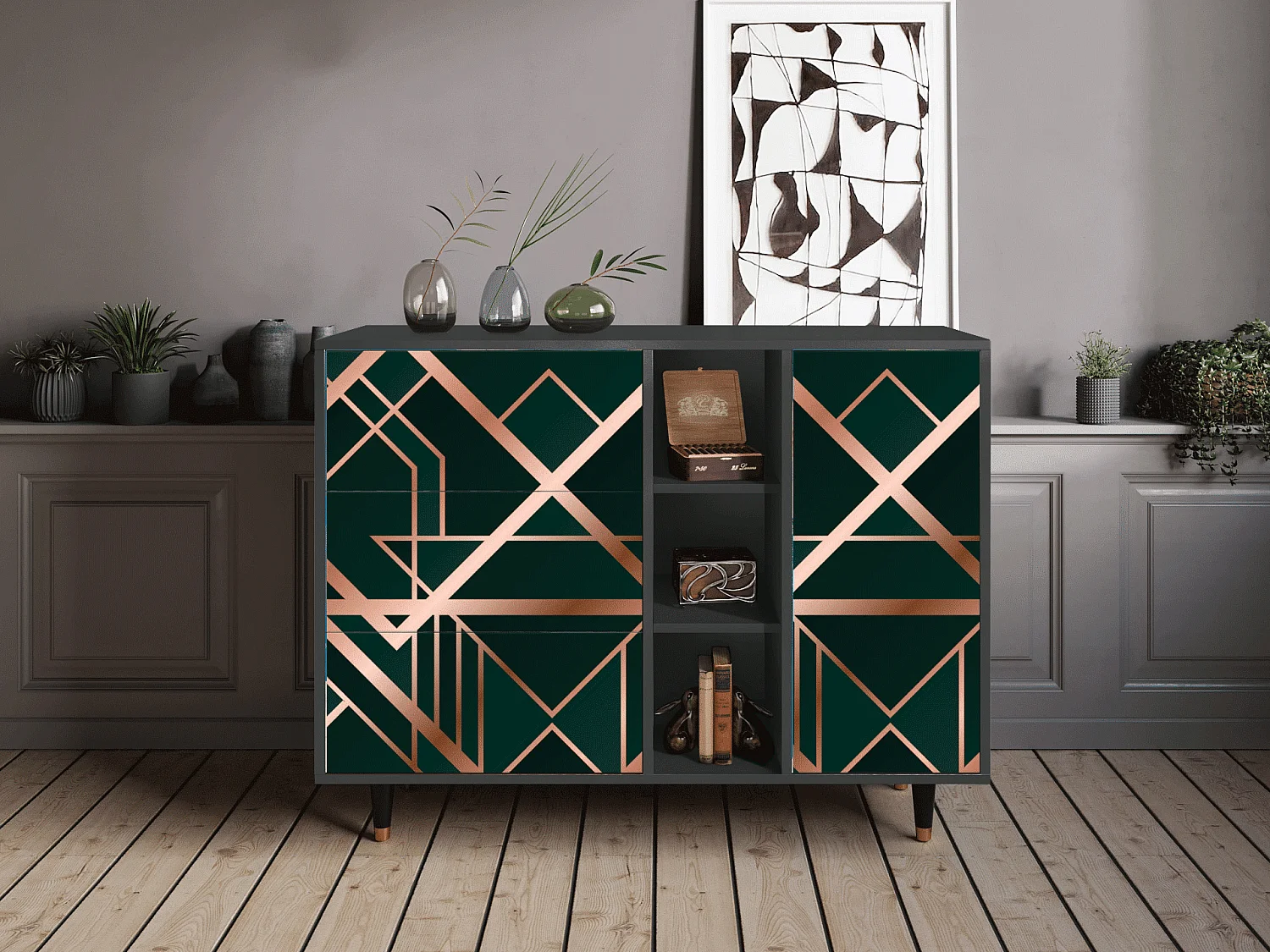 Aparador - 125x98x48 cm - BS2 - Emerald Gatsby, Antracita