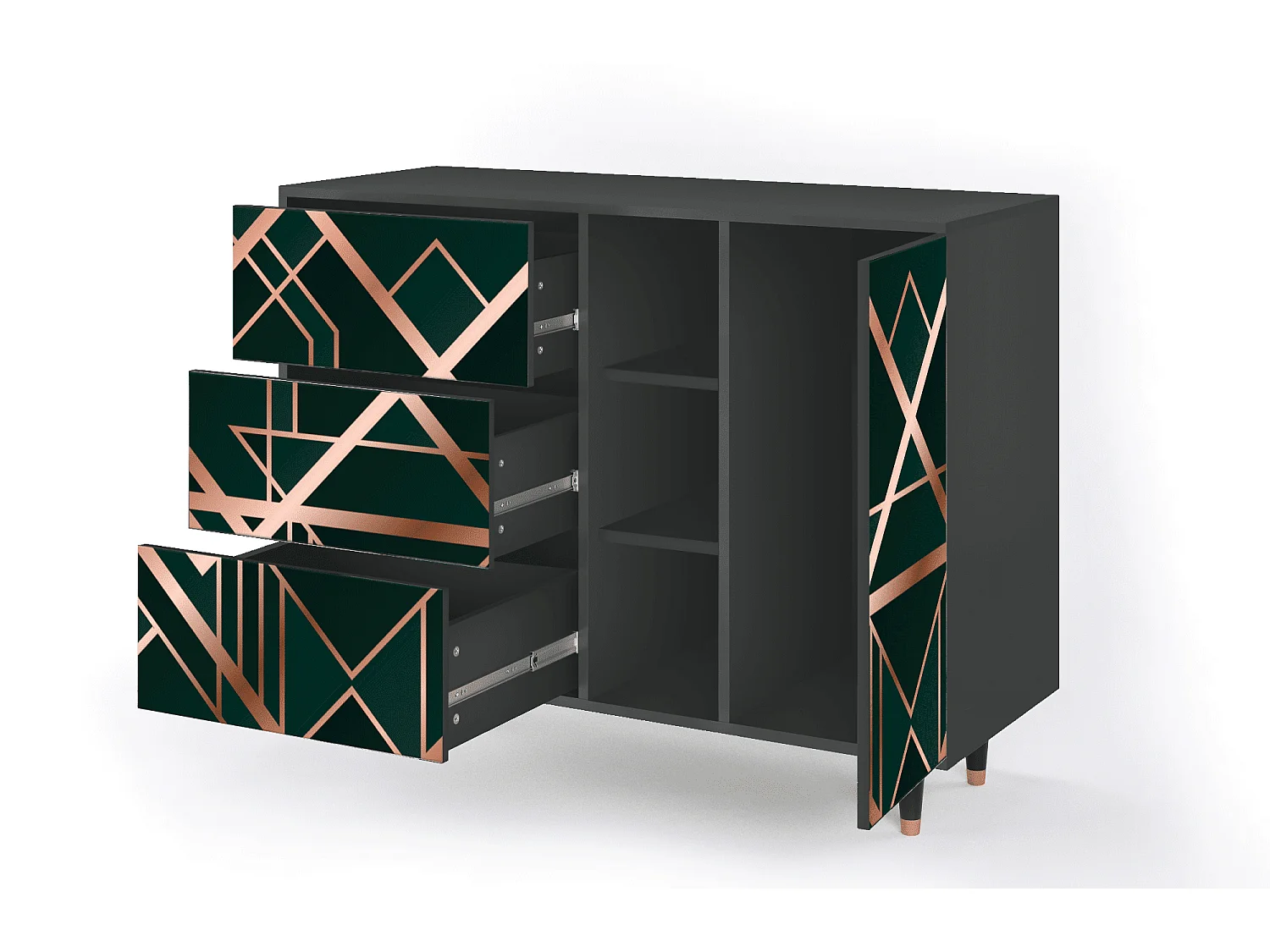 Buffet - 125x98x48 cm - BS2 - Emerald Gatsby, Anthracite
