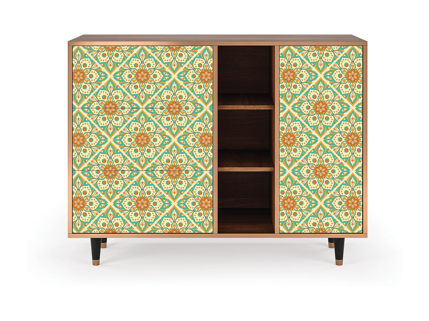 Credenza - 125x98x48 cm - BS2 - Hindu Daisy, Noce