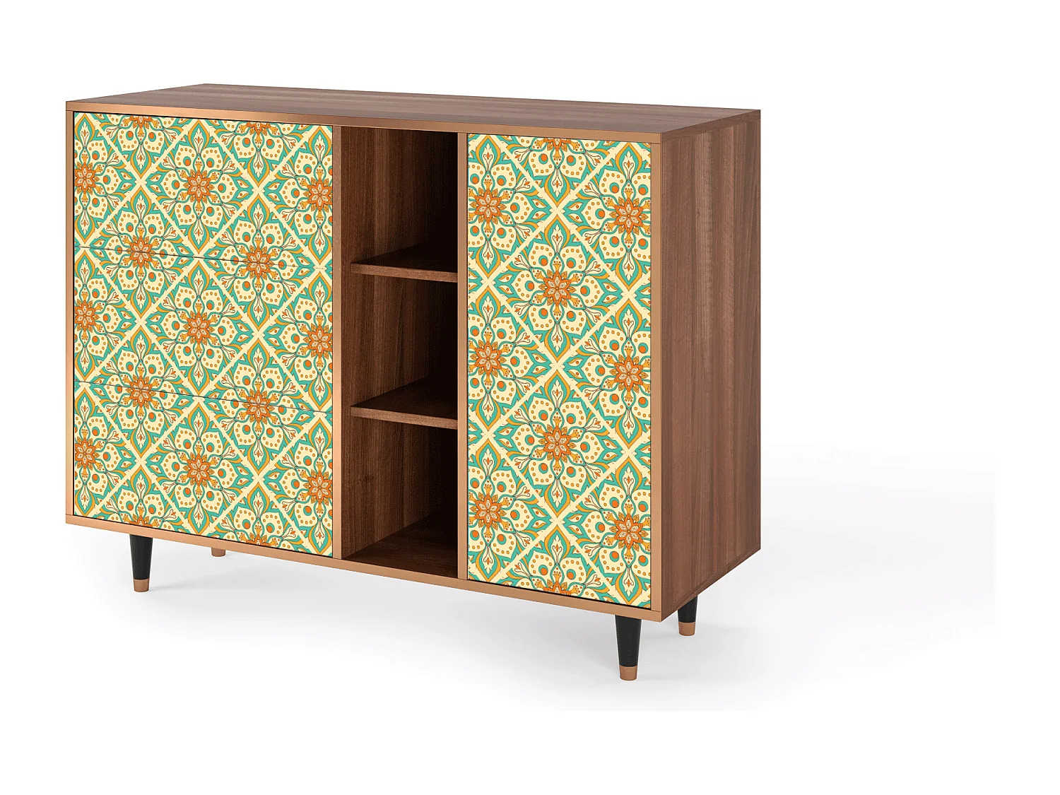 Credenza - 125x98x48 cm - BS2 - Hindu Daisy, Noce